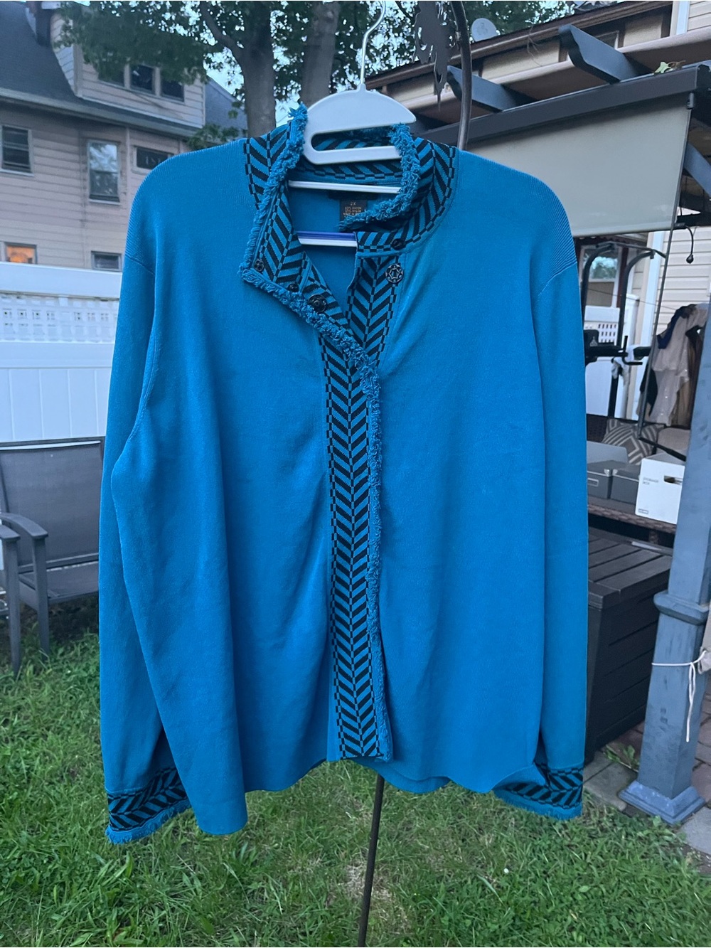 Grace Dane Lewis -Trim women’s  Sweater Jacket rayon and nylon 2x